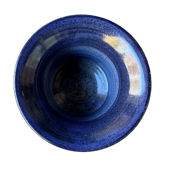 VTG James Sanders Kay 1992 Vase Stoneware Pottery Carved Leaf Design Blue 3.5" - Picture 6 of 11